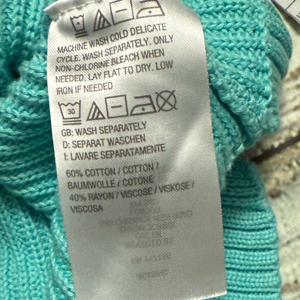 Belle by Kim Gravel Teal Sweater with White Palm Tree - Picture 7 of 7
